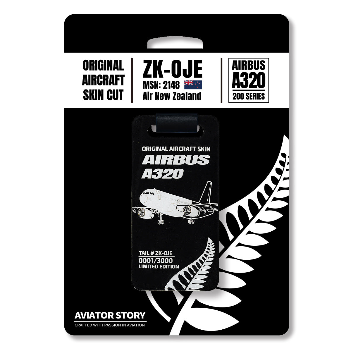 Air New Zealand Original aircraft skin plane tag aviation. Gift for pilot crew. ZK-OJE. AIirbus A320