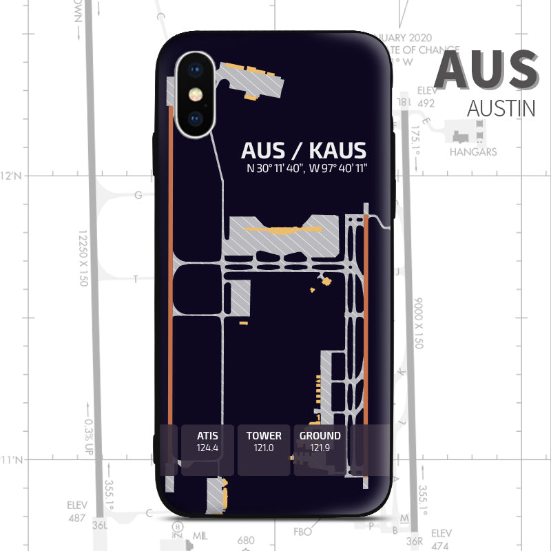 AUSTIN AUS KAUS United States Airport Diagram Phone Case aviation gift pilot iPhone Andriod Apple Samsung