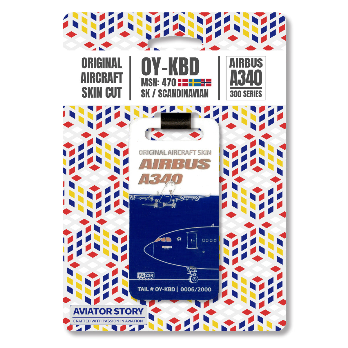 SAS Airbus A340 Aviation tag plane Scandinavian Airlines pilot crew gift