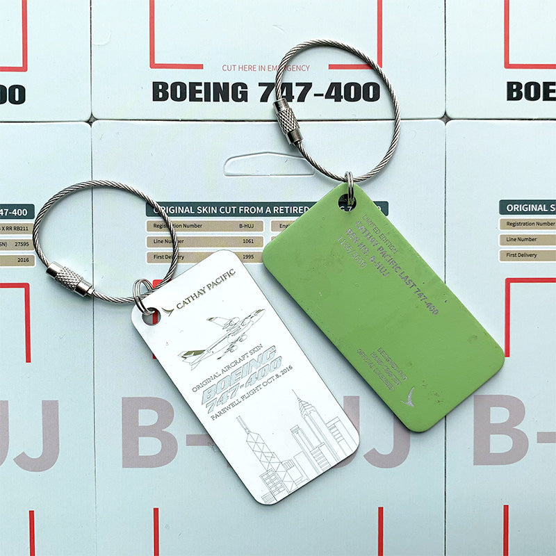 Cathay Pacific CX Boeing 747 B-HUJ Aircraft original skin tag luggage keychain Aviationtag Planetag B-HUI