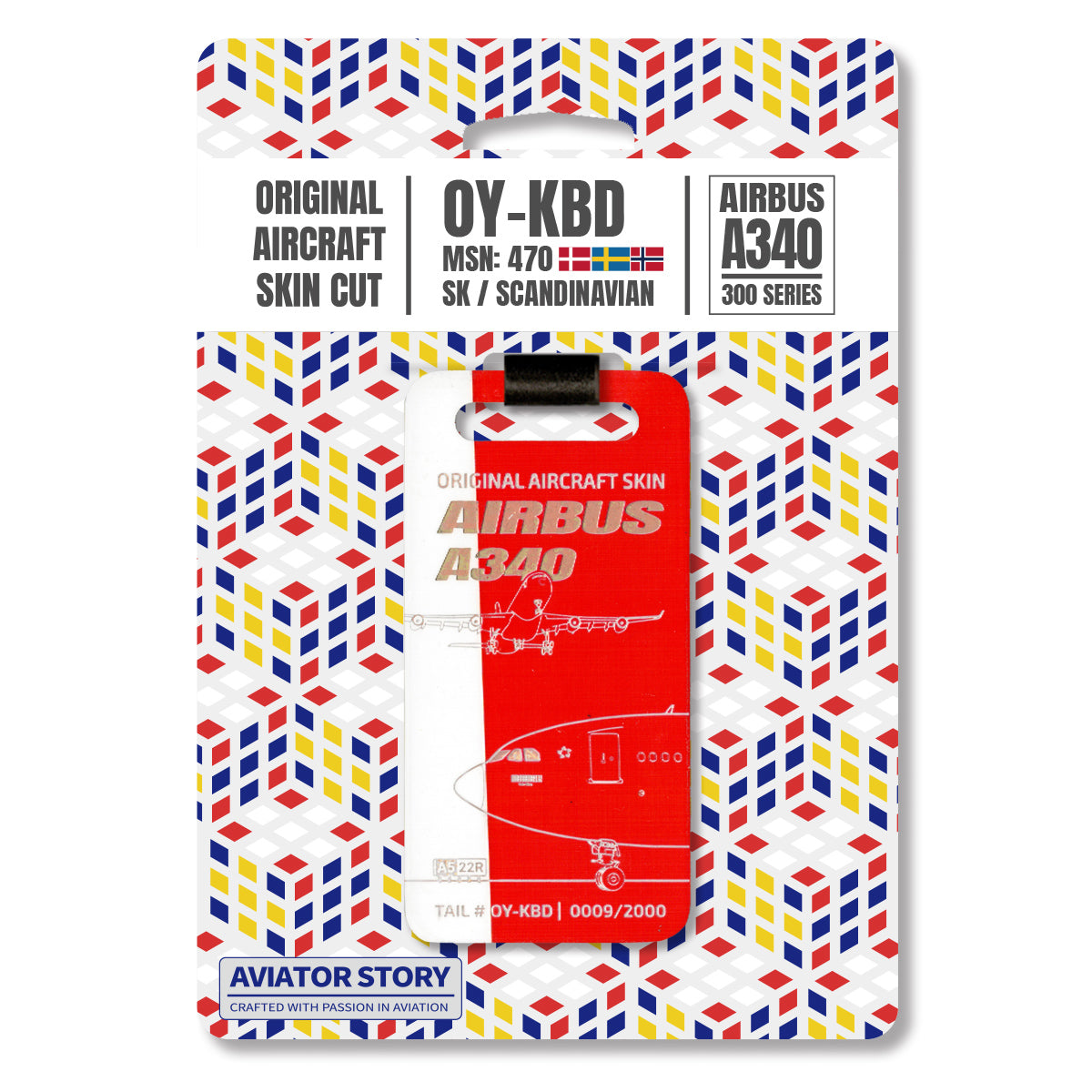 SAS Airbus A340 Aviation tag plane Scandinavian Airlines pilot crew gift