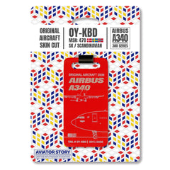 Scandinavian SAS Airbus A340 Aircraft Skin Tag OY-KBD