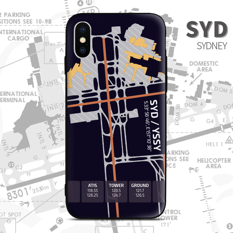 Australia Airport Diagram Sydney Phone Case aviation gift pilot iPhone Andriod Apple Samsung