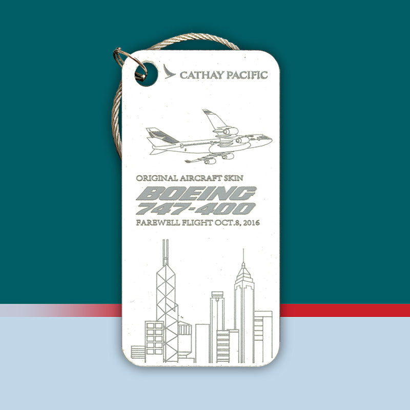 Cathay Pacific CX Boeing 747 B-HUJ Aircraft original skin tag luggage keychain Aviationtag Planetag B-HUI