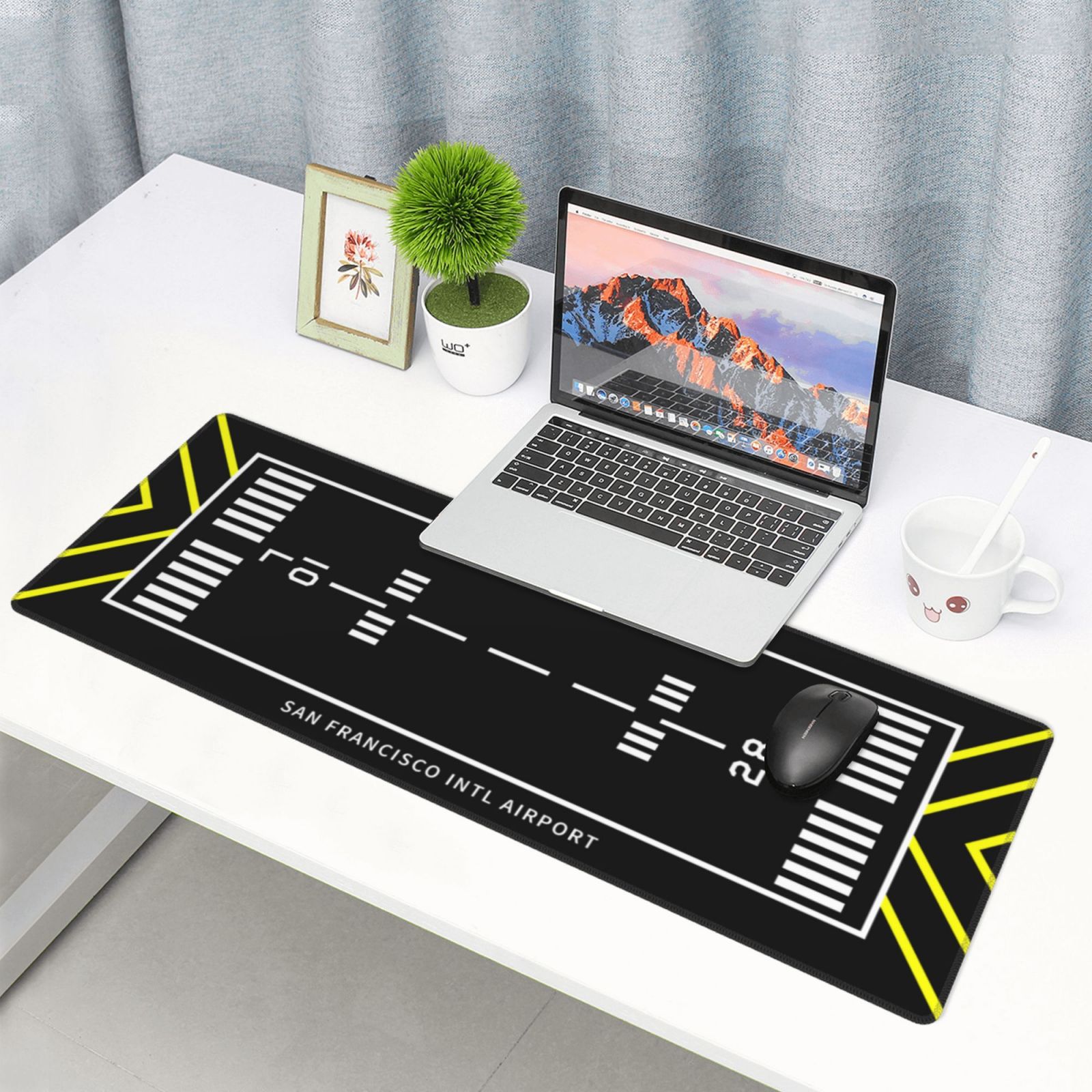 Extra Large Airport Runway Mouse Pad gaming mat . GIft for crew pilot aviation geek and game lovers.