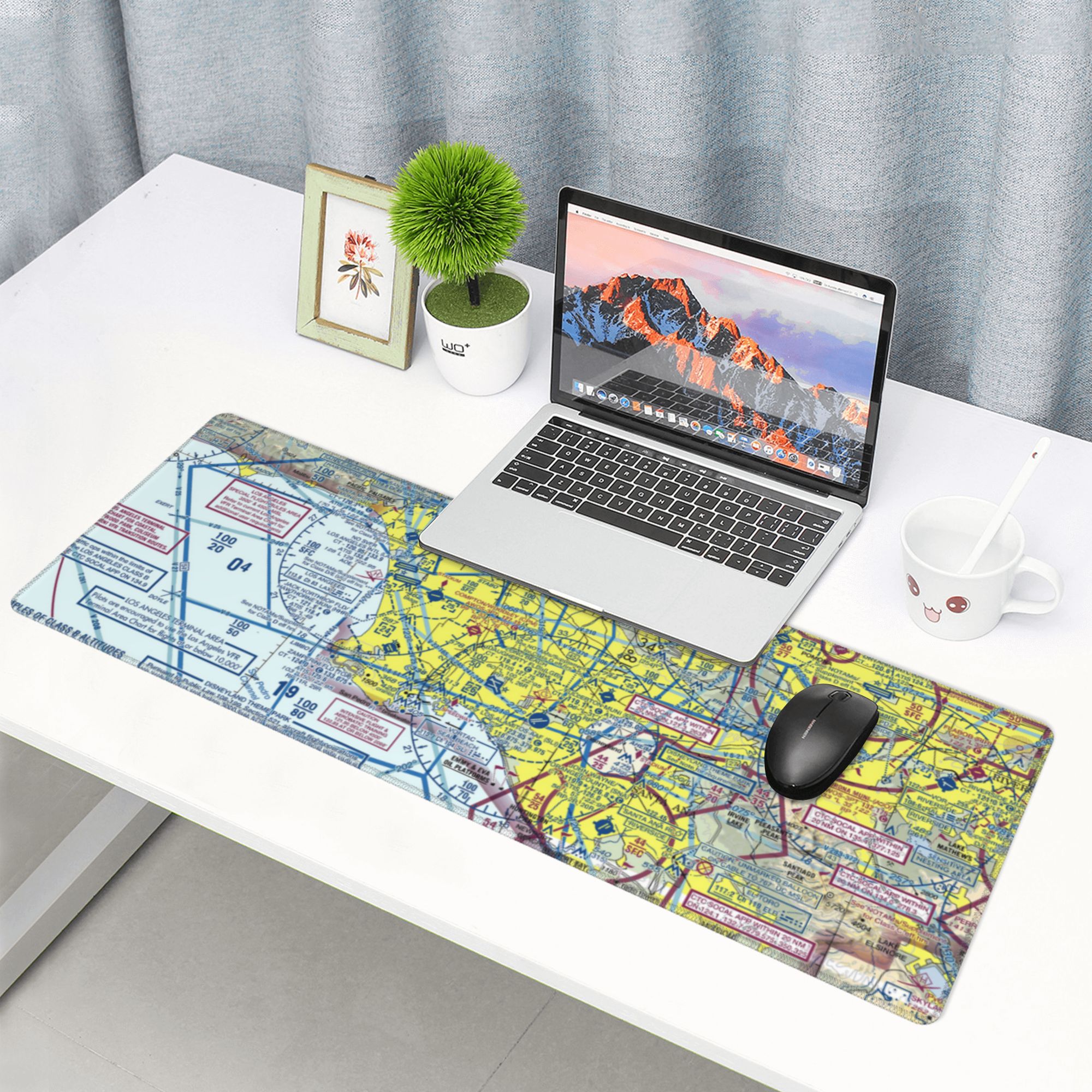 LAX Los Angeles Airport sectional large mouse pad. Best gift for pilot, captain, game and aviation lovers.