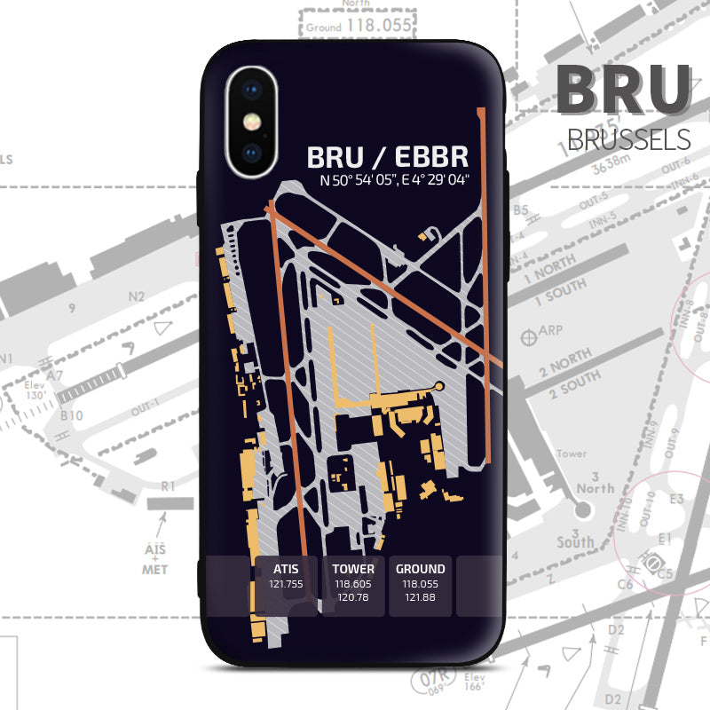 Brussels Airport Diagram Phone Case BRU EBBR Belgium aviation gift pilot iPhone Andriod Apple Samsung