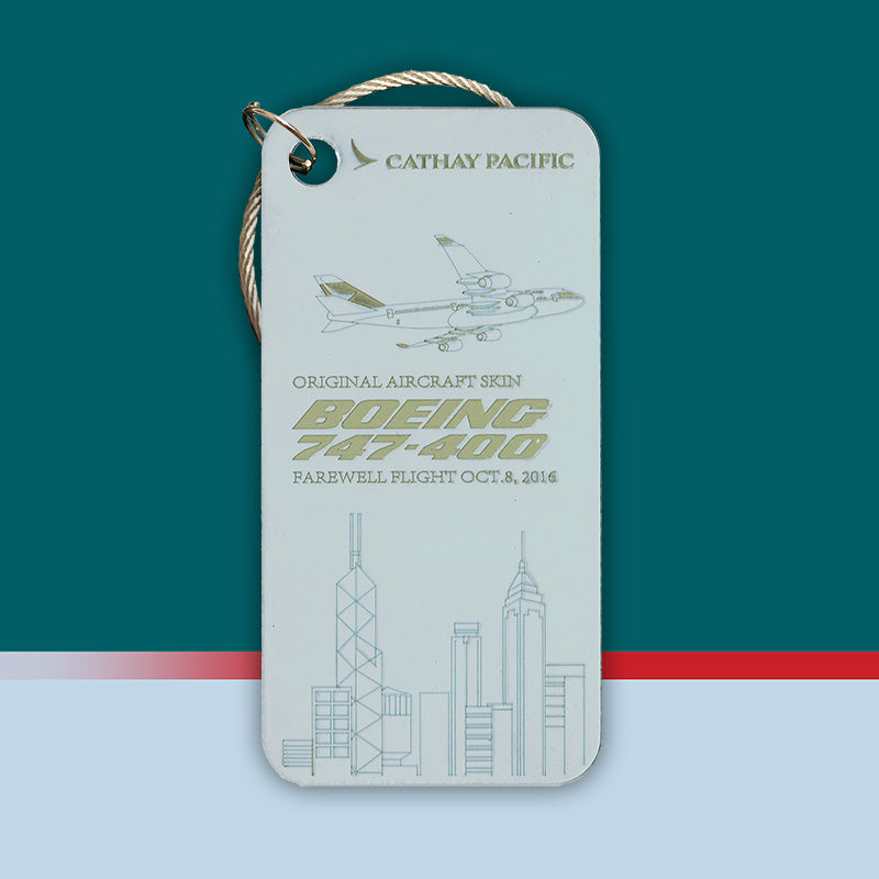 Boeing 747 B-HUJ Last Cathay Pacific Original Aircraft Tag Grey-Blue