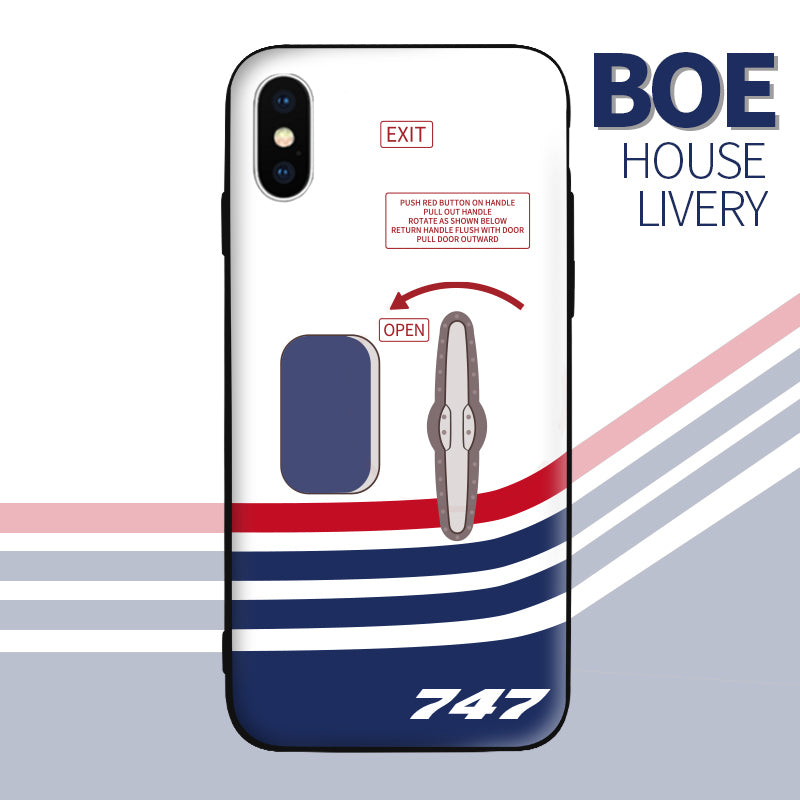 Boeing 747 old red blue house livery door style phone case. Perfect for crew, aviation lovers, pilot and airline staff. Apple iphone, Samsung, Xiaomi, Huawei