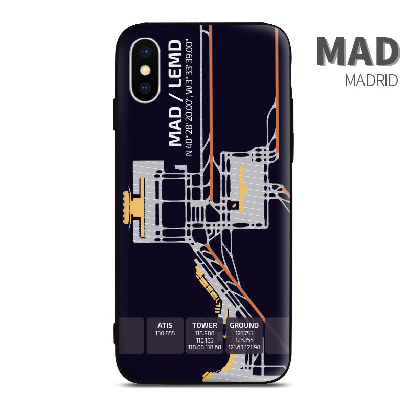 Madrid MAD Airport Diagram Phone Case aviation gift pilot iPhone Andriod Apple Samsung Huawei Xiaomi