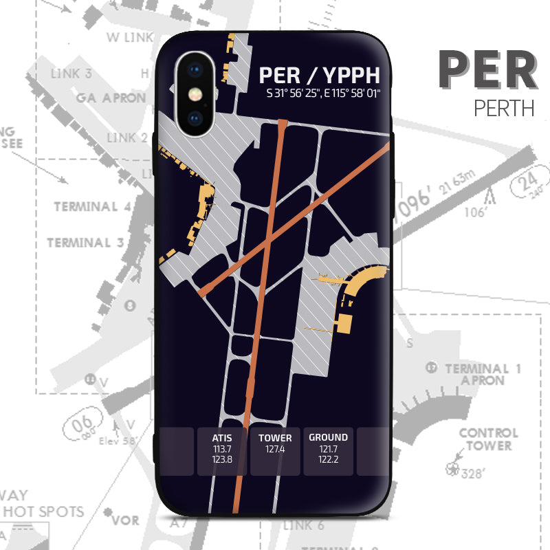 Australia Airport Diagram Perth Phone Case aviation gift pilot iPhone Andriod Apple Samsung