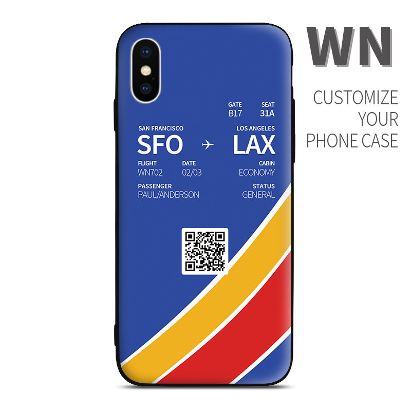 WN Southwest color Boarding Pass Phone Case design perfect for aviation geeks crew pilot apple iphone huawei samsung xiaomi