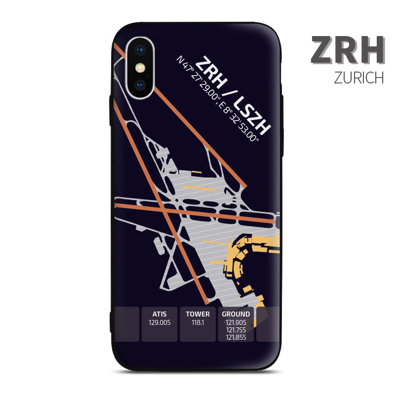 Switzerland Zurich Airport Diagram Phone Case aviation gift pilot iPhone Andriod Apple Samsung
