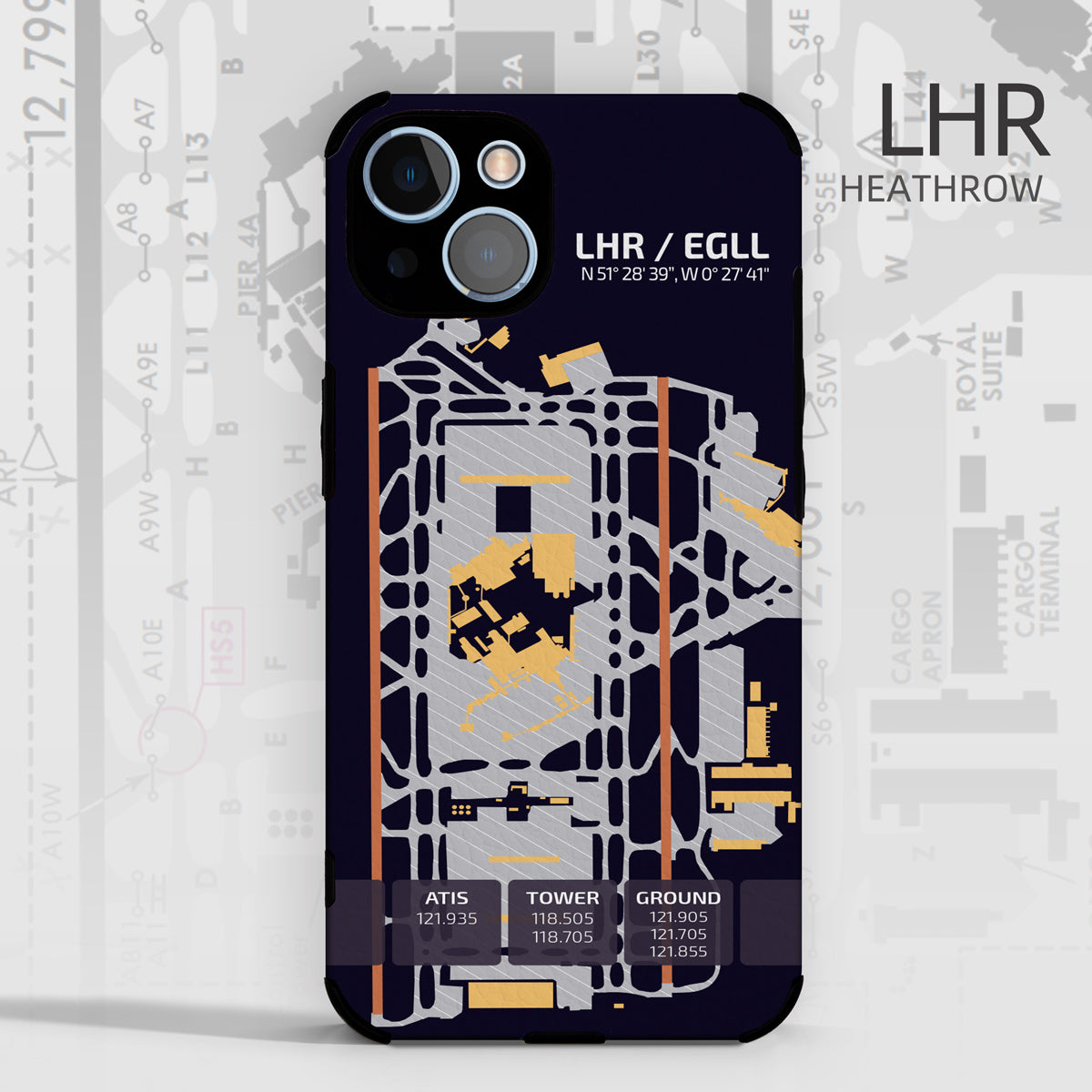 London Heathrow Airport Diagram Phone Case LHR/EGLL Aviation gift airline pilot crew iphone apple samsung android huawei xiaomi